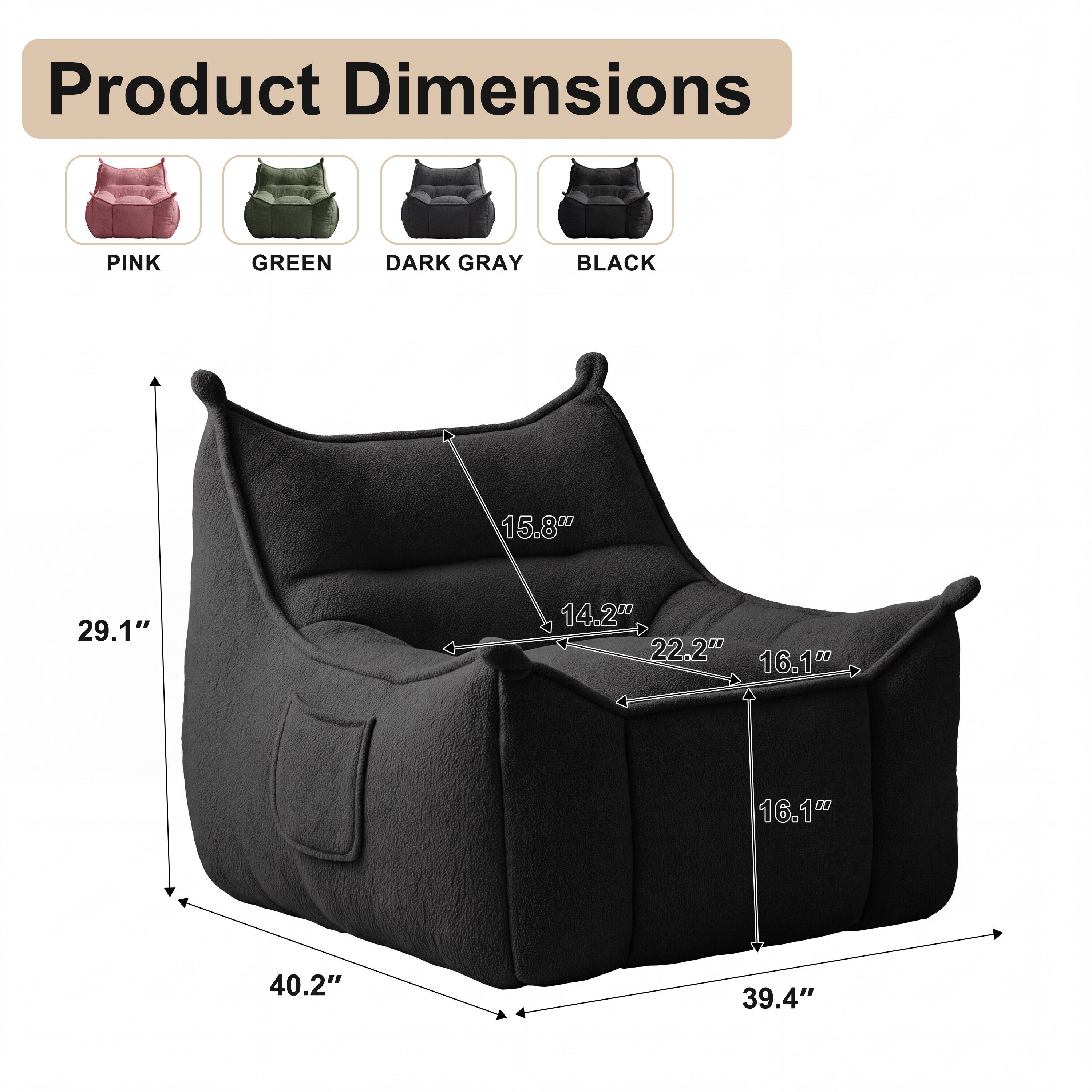 Product Dimensions

PINK
GREEN
DARK GRAY
BLACK

15.8"
29.1"
14.2" 22.2" 16.1"
16.1"
40.2"
39.4"