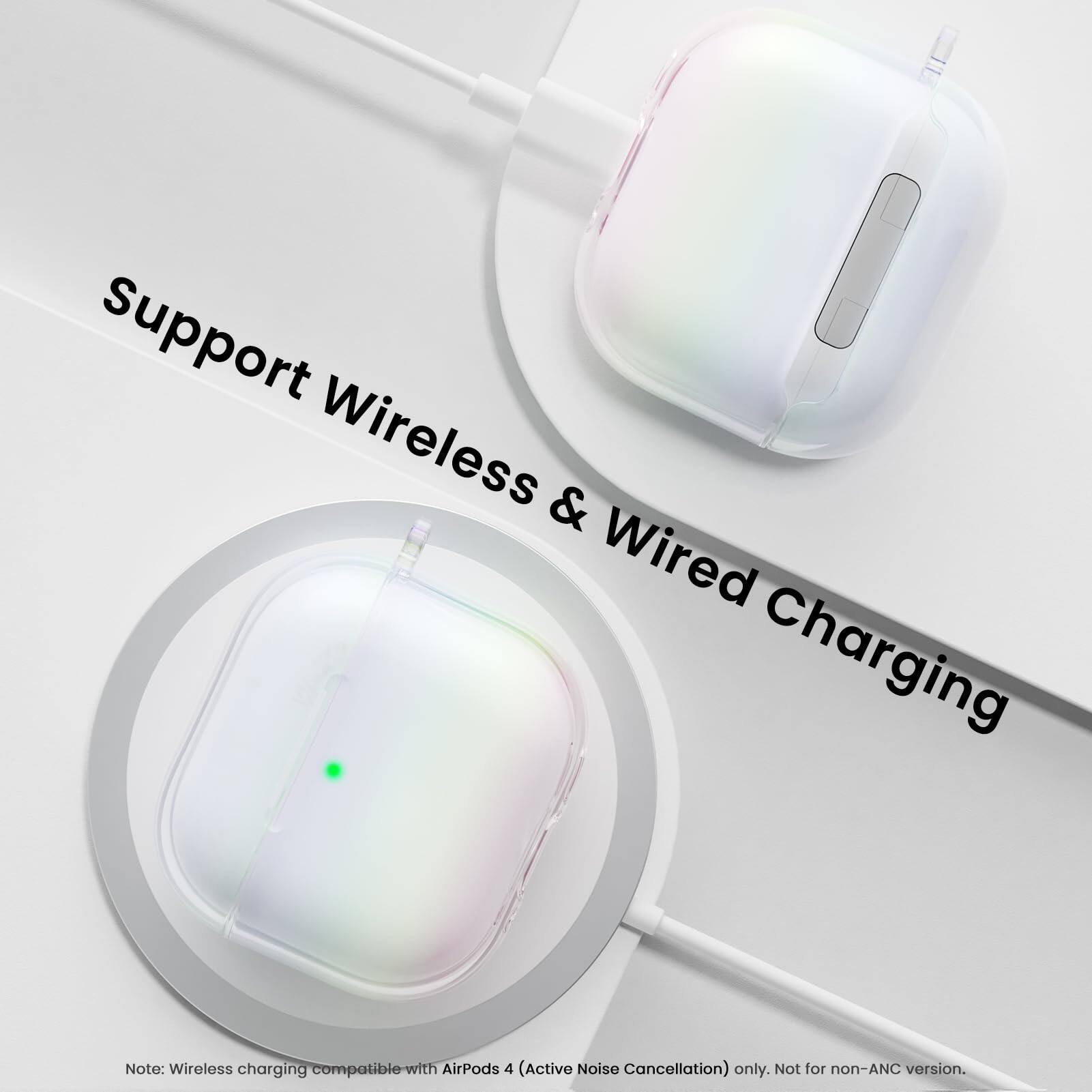 Support Wireless & Wired Charging

Note: Wireless charging compatible with AirPods 4 (Active Noise Cancellation) only. Not for non-ANC version.