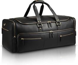 Luxorro - Leather Duffel Bag For men. 30 Inch - Black
