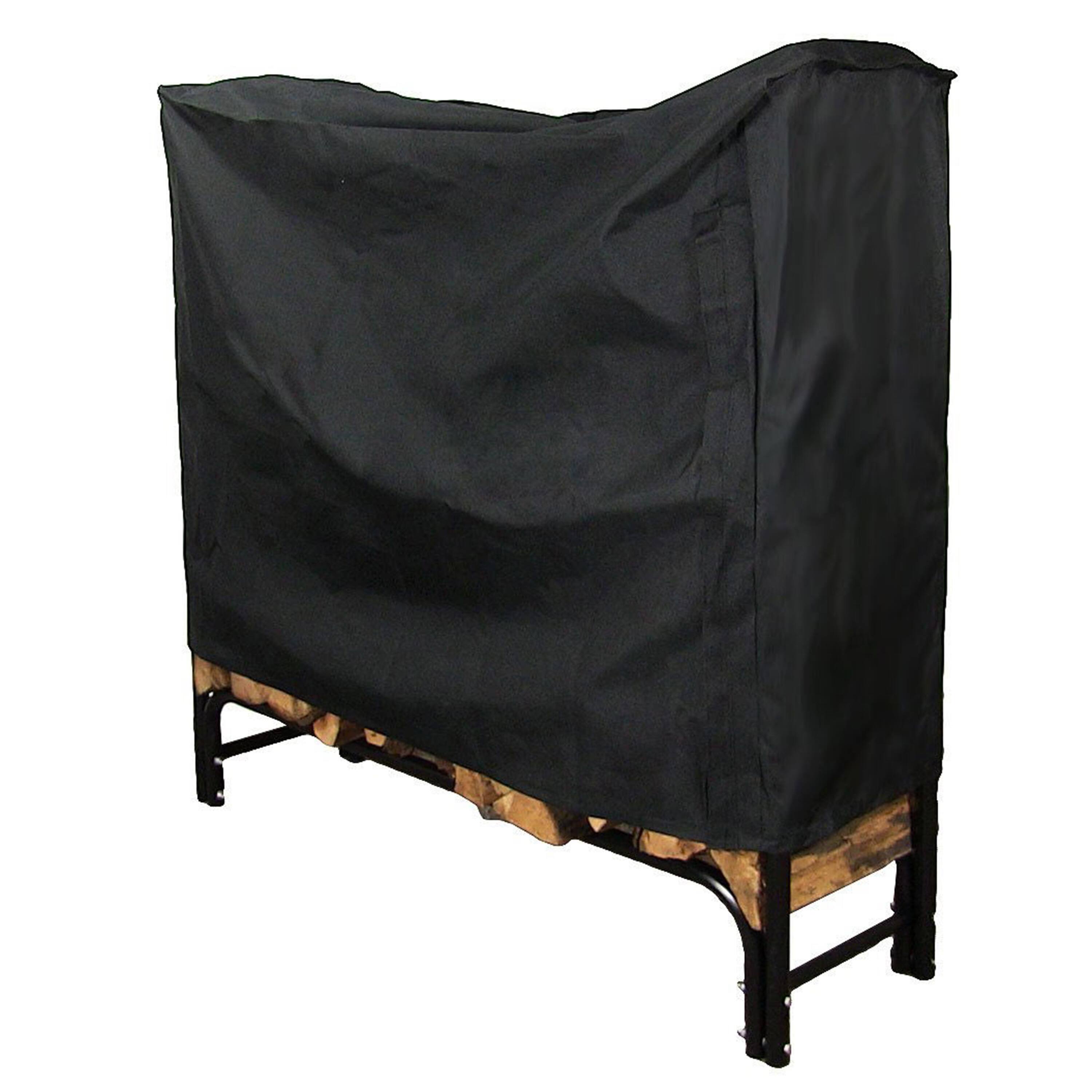Alt View 7. Sunnydaze - 4 ft Heavy-Duty Polyester Firewood Log Rack Cover - Black.