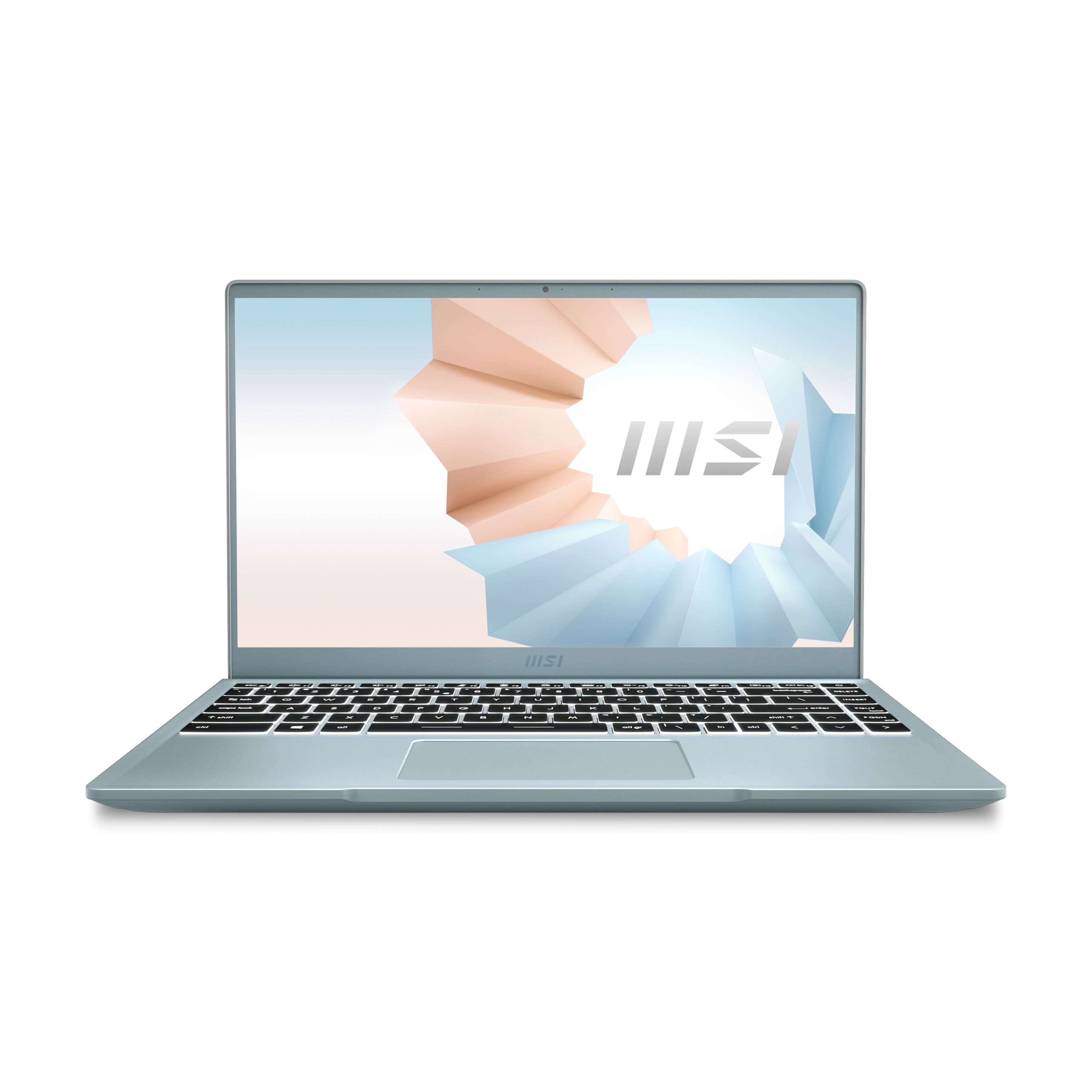 Front. MSI - Modern 14" Laptop, i7-1165G7, 8GB, Intel Iris Xe, 512GB, Windows 10 Home - Blue Stone.