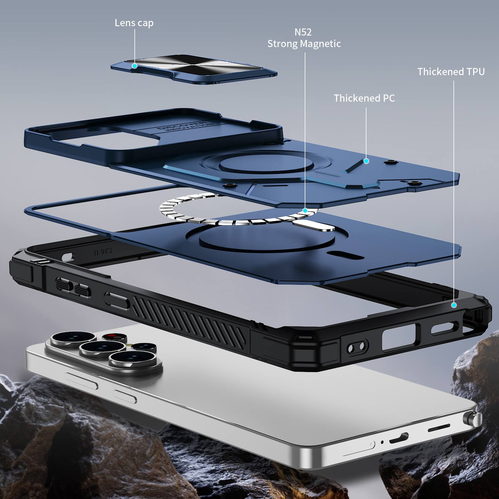 Lens cap  
N52 Strong Magnetic  
Thickened TPU  
Thickened PC