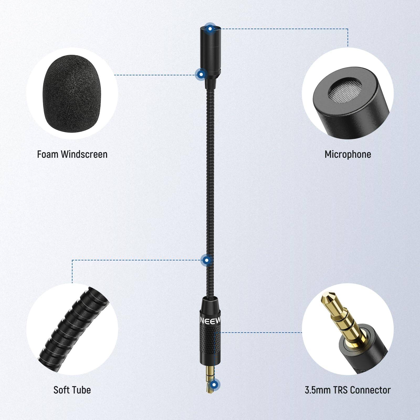 Foam Windscreen Microphone NEEW Soft Tube 3.5mm TRS Connector