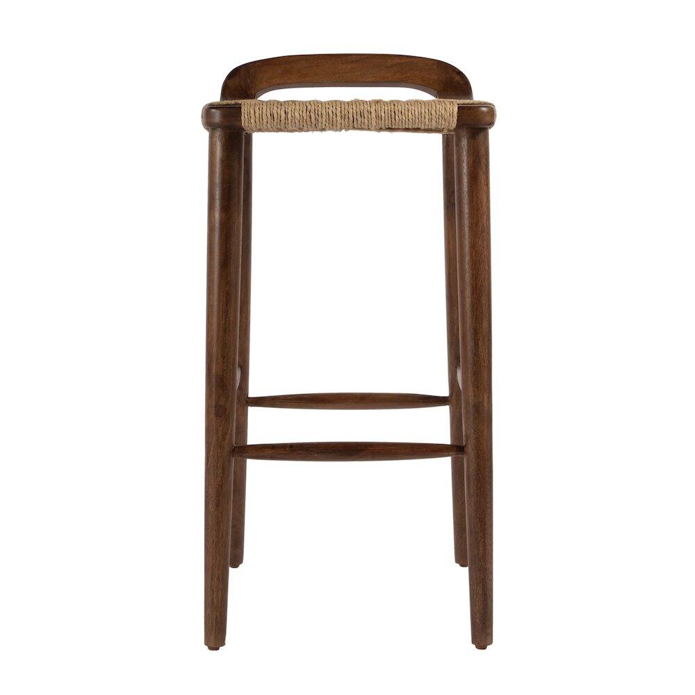 Back. Butler Specialty - Luna 30 in. Seat Height Wood and Jute Woven Low Back Counter Stool - Brown.