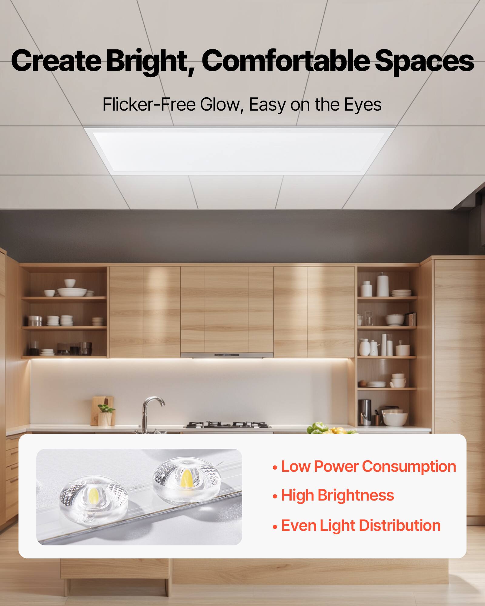 Create Bright, Comfortable Spaces  
Flicker-Free Glow, Easy on the Eyes  

- Low Power Consumption  
- High Brightness  
- Even Light Distribution