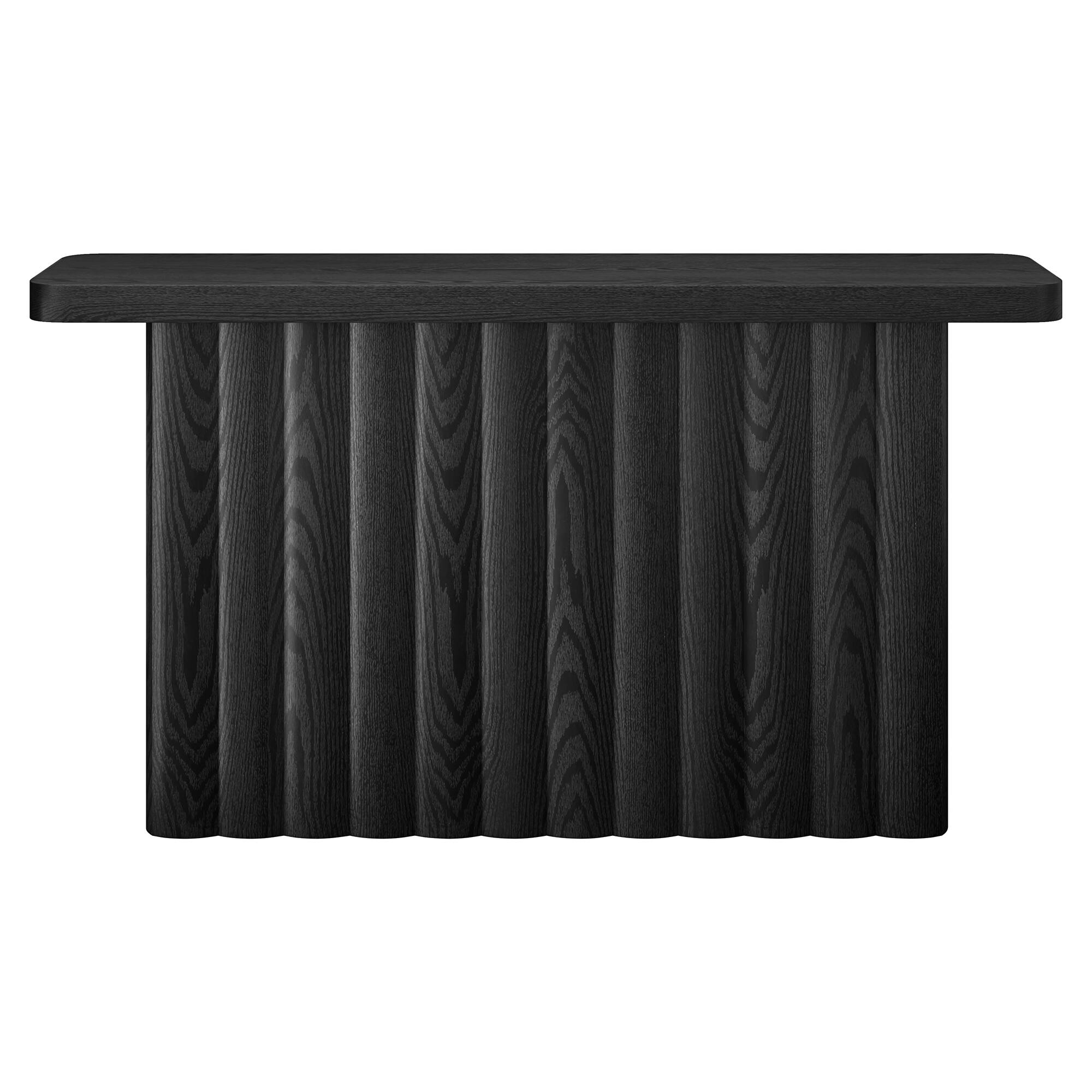 Angle. Hudson&Canal - Olie 55" Wide Rectangular Fluted Console Table - Black.