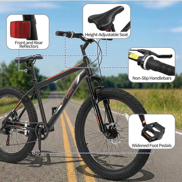 Front and Rear Reflectors  
Height-Adjustable Seat  
Non-Slip Handlebars  
Widened Foot Pedals