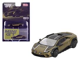 Mini GT - Lamborghini Huracan Sterrato Verde Gea Matt Green Black Tio White Stripes Limited Edition 7200 pcs 1/64 - Matt Green Metallic with Black
