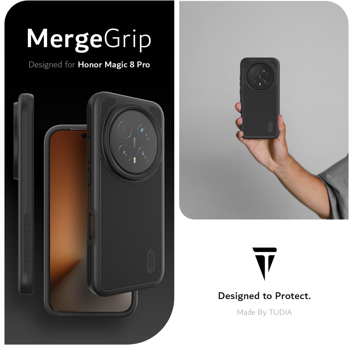 MergeGrip Grip Designed for Honor Magic 8 Pro  
Designed to Protect.  
Made By TUDIA