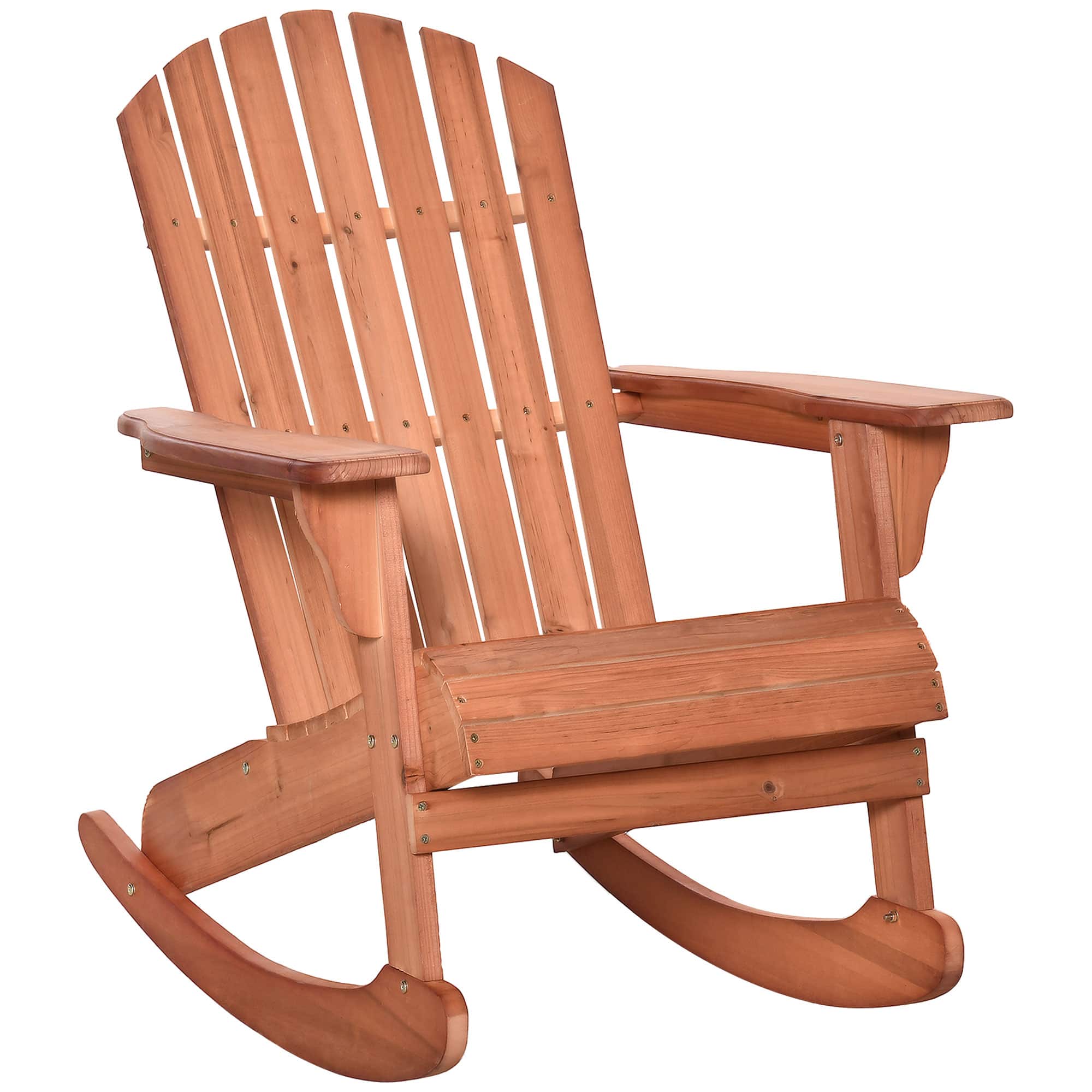 Outsunny - Adirondack Rocking Chair Outdoor Lounge Chair Fire Pit Seating with Slatted Wooden Design - Teak