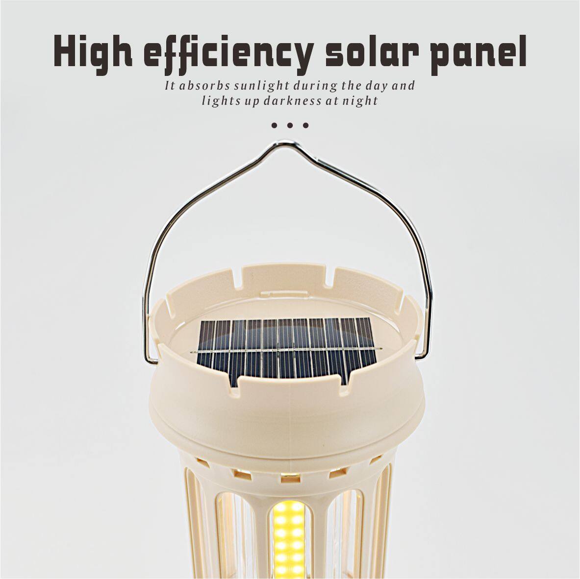 High efficiency solar panel  
It absorbs sunlight during the day and lights up darkness at night.