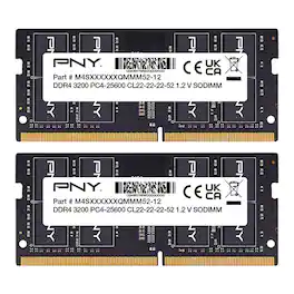 PNY - Performance 32GB (2x16GB) 3200MHz DDR4 DRAM CL22 So-DIMM Notebook/Laptop Memory Kit - Black
