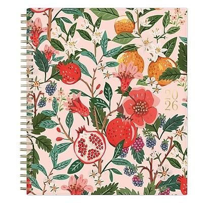 Front. Blue Sky - 2026 Bespoke Letterpress Pomegranate Blush 8" x 10" Calendar Year Monthly Planner, Plastic Cover - Multicolored.