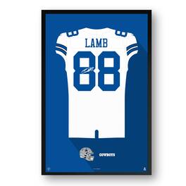 Sporticulture - CeeDee Lamb Dallas Cowboys 27" x 39" Framed Jersey Print - White