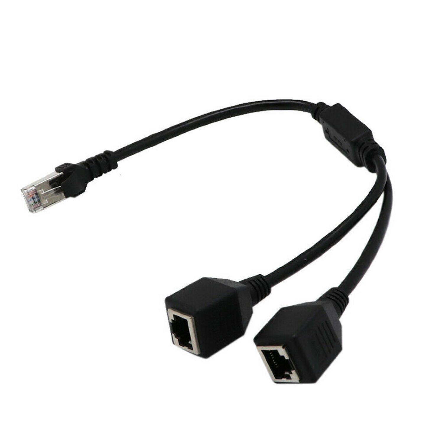 Front. Sanoxy - RJ45 Splitter Adapter Cable, 1 to 2 Way LAN Ethernet Connector for CAT7 CAT6 CAT5 - Black.