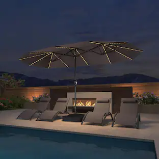 Outsunny Parasol 14.4 ft. Double Sided Sun Umbrella with Base Khaki 84D-106V80KK - Best Buy Outsunny Parasol 14.4 ft. Double Sided Sun Umbrella with Base Khaki 84D-106V80KK - Best Buy