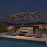 PURPLE LEAF - 14 ft. Patio Market Umbrella with Solar LED and Base Double-Sided Outdoor Table Sun Umbrellas for Pool Deck Backyard - Gray
