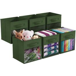 Sorbus - 11 Inch Storage Bins with Clear Window, 6 Foldable Baskets for Organizing Clothes, Toys, Books, Figures, Games - Dark Green