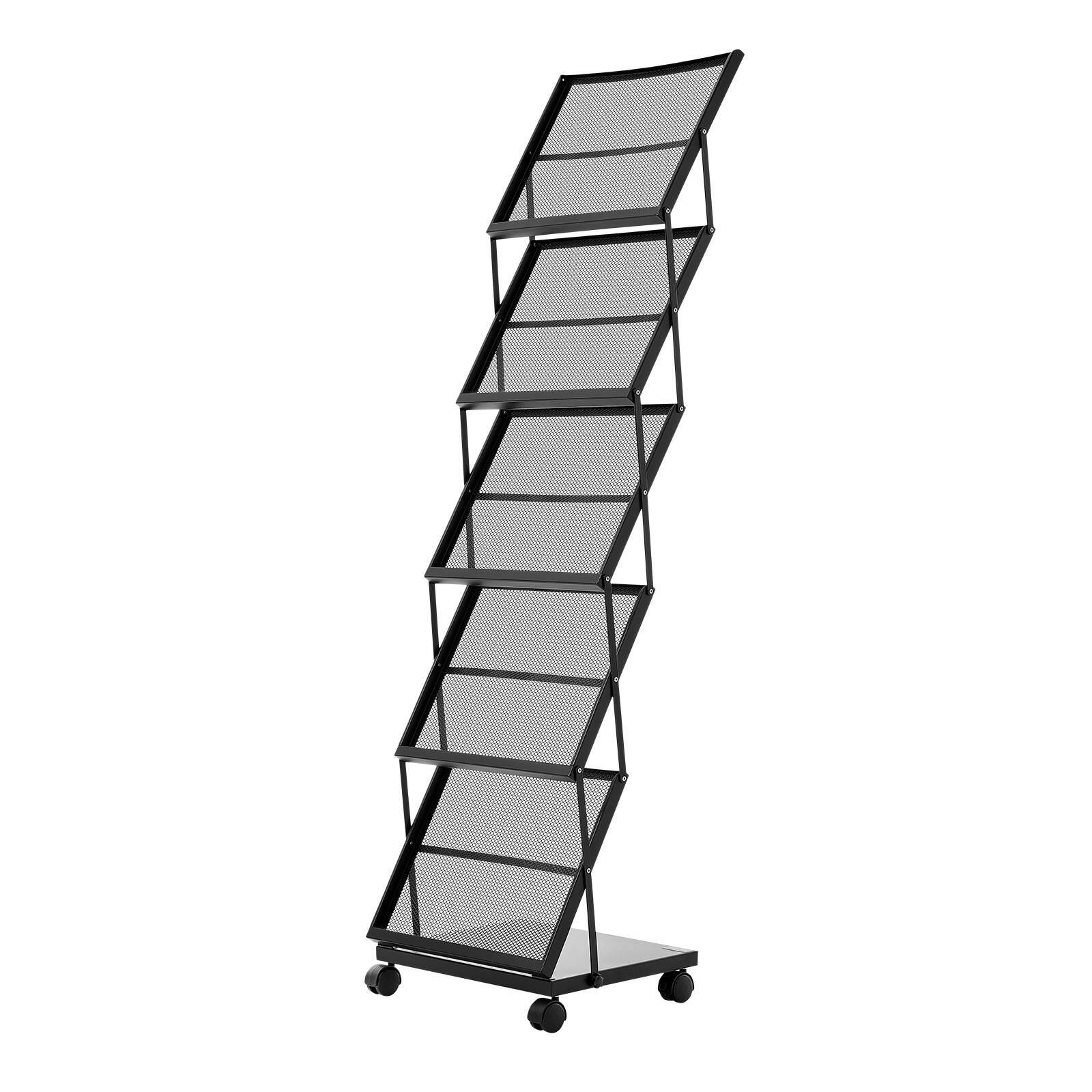 Alt View 5. VEVOR - Brochure Display Rack, Foldable 5 Pockets Magazine Literature Display Stand, Movable Floor Standing Magazine Rack - Black.