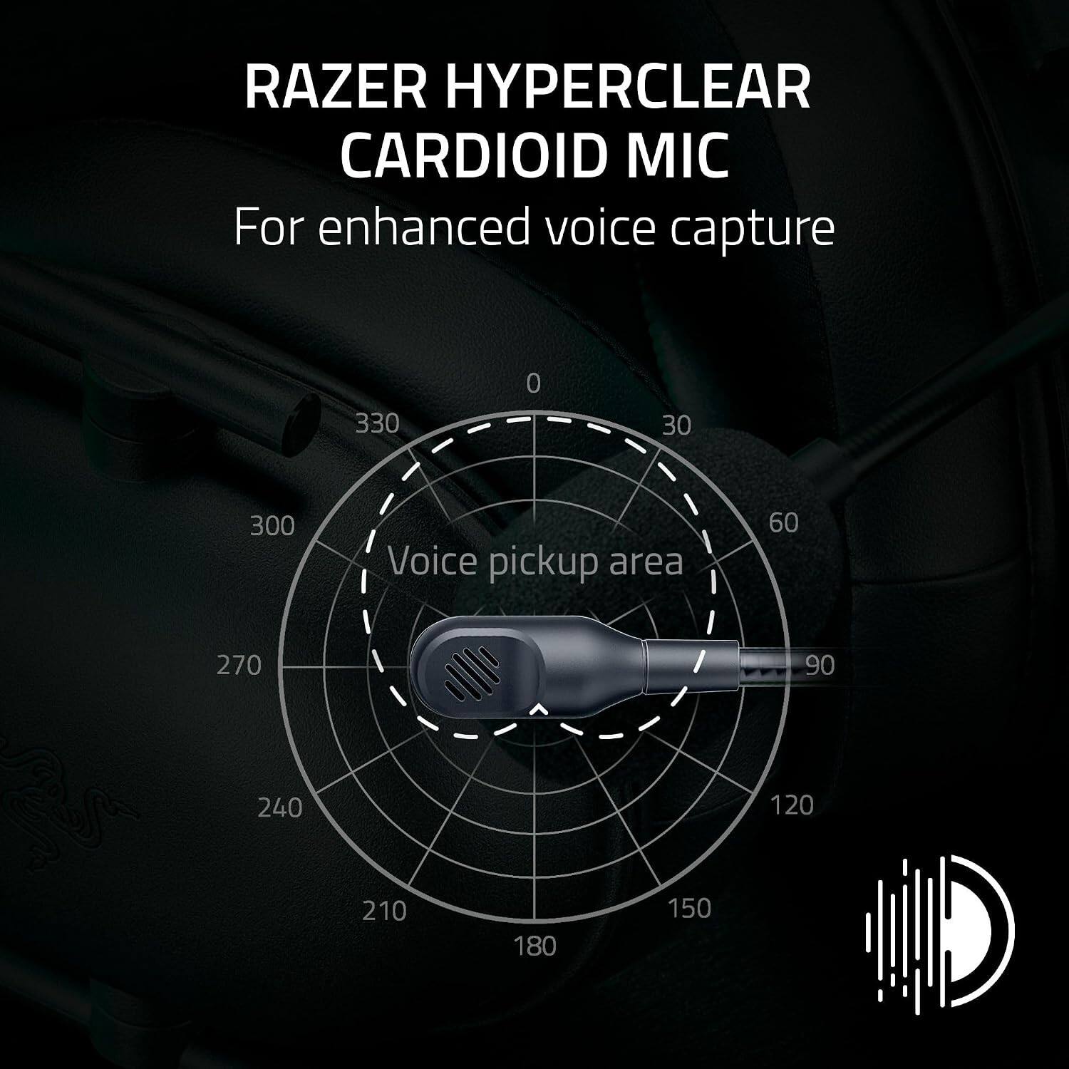 RAZER HYPERCLEAR CARDIOID MIC  
For enhanced voice capture  

Voice pickup area
