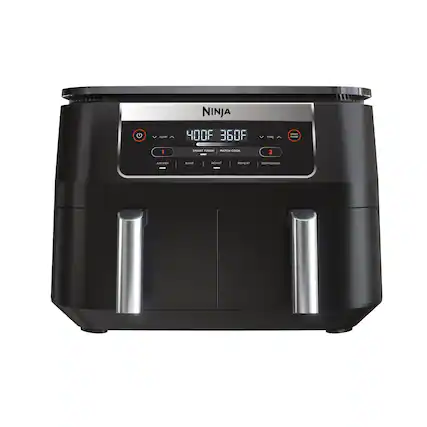 Front. Ninja - Foodi 6-qt. 5-in-1 2-Basket Air Fryer with DualZone Technology - Black.