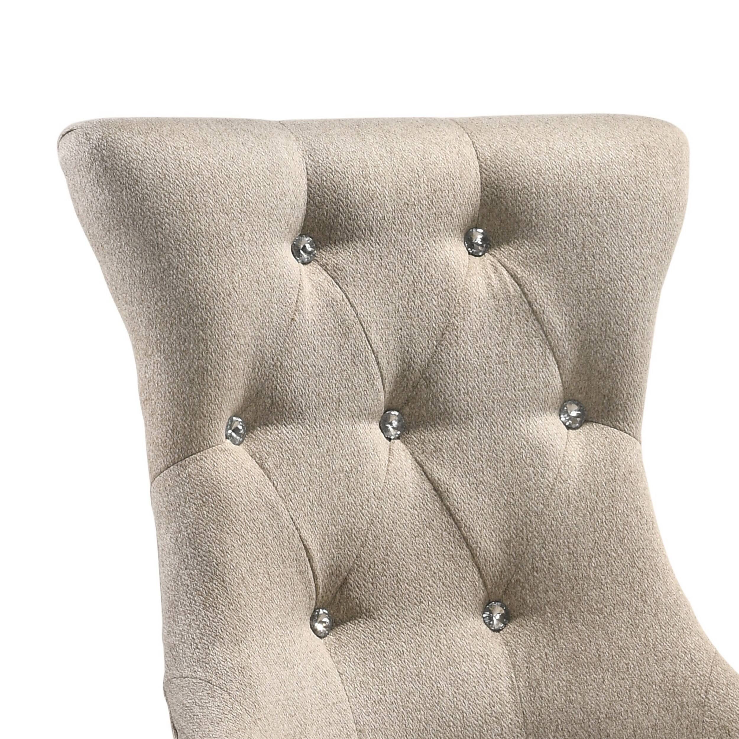 Alt View 2. Manhattan Lane - Wooden Chair with Fabric Upholstered Seating, Set of 2 - Beige and Brown.