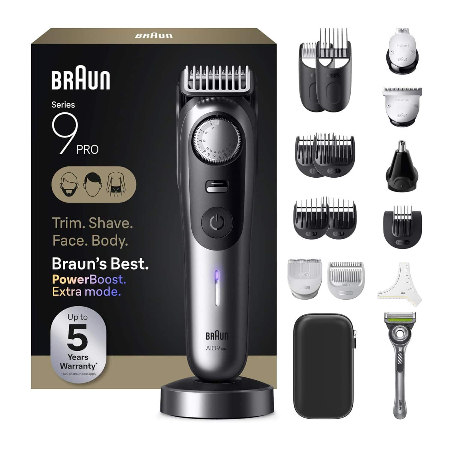Braun - Series 9 PRO AIO9570 All in One Trimmer 13 in 1 Cordless Grooming System