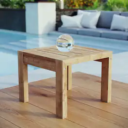 Upland Outdoor Patio Wood Side Table by Modway - Natural