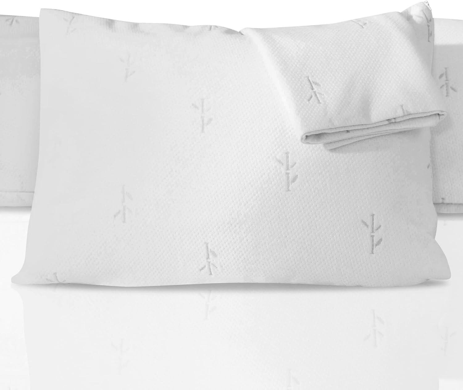 Angle. FeelAtHome - Derived from Bamboo Cooling Pillow Cover Waterproof - 20 x 54 Inches (Body Pillow)-Soft Zippered Pillow Cover Pillowcase - White.
