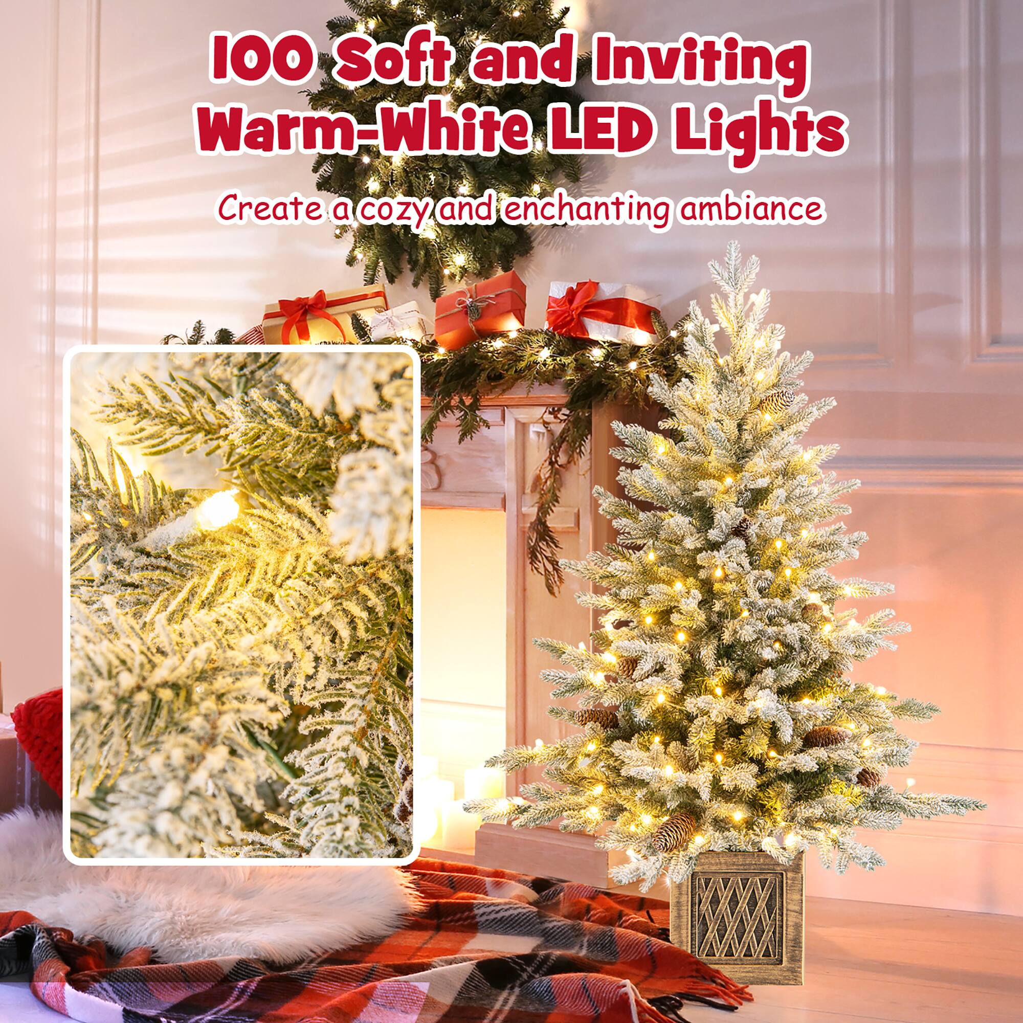 100 Soft and Inviting Warm-White LED Lights  
Create a cozy and enchanting ambiance