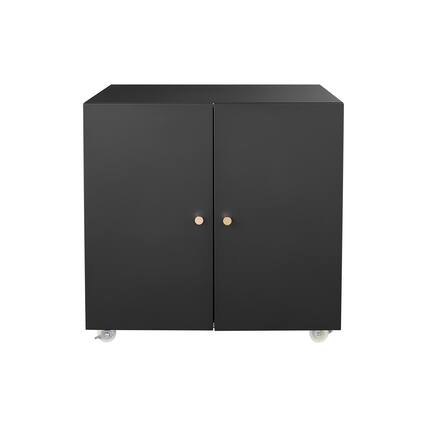 Front. Boyel Living - Office furniture Copier Cabinet black 2 door steel copier stand mobile pedestal file Printer Stand - Black.