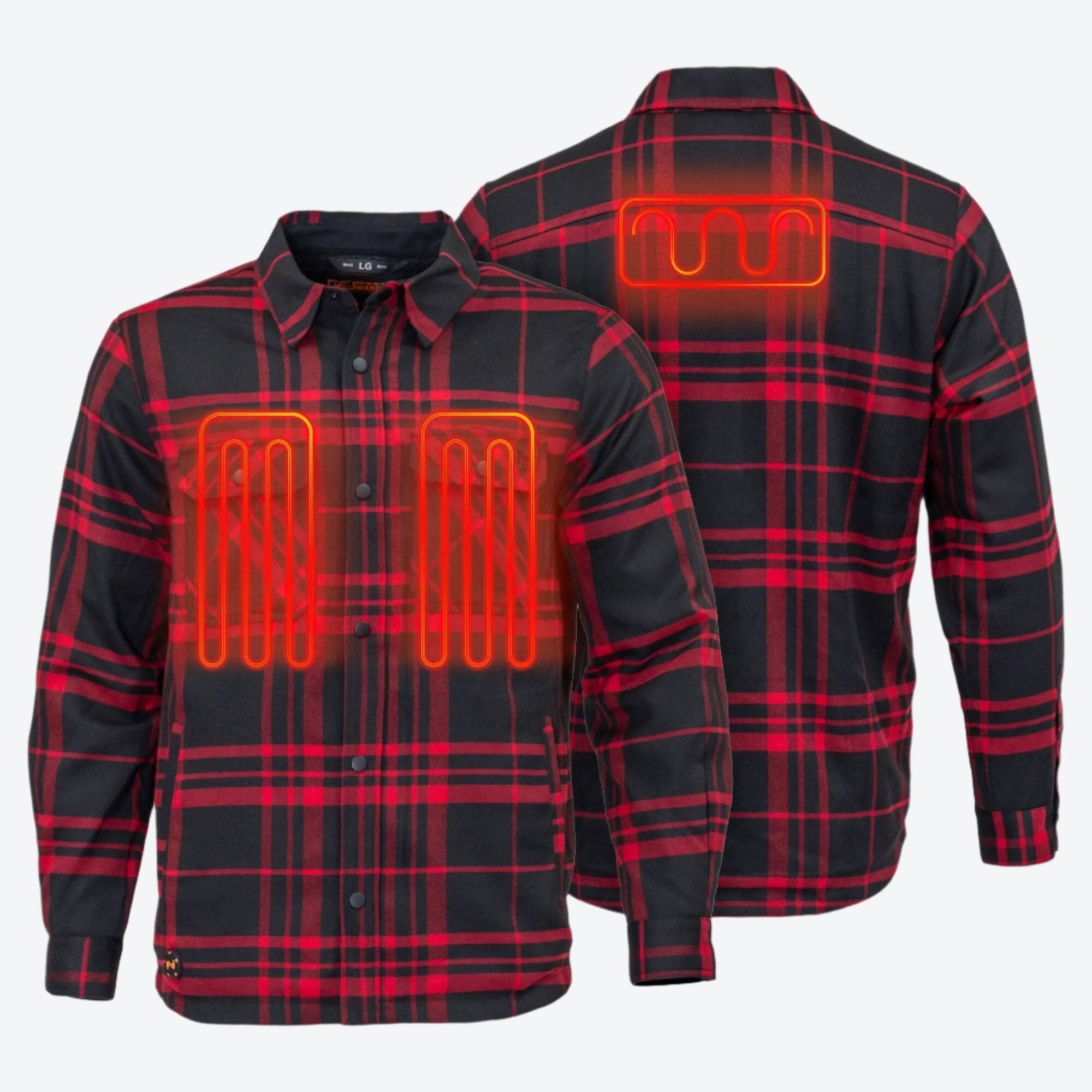 Alt View 1. Mobile Warming - Men's Flannel Heated Jacket - Black/Red.