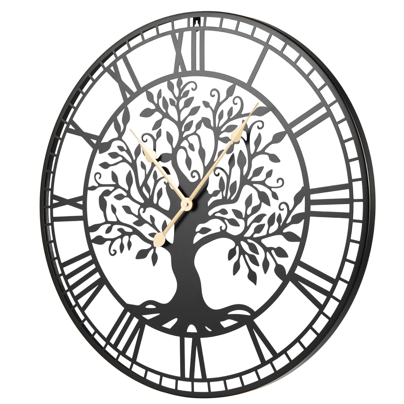 Alt View 8. Costway - Costway Large Wall Clock, 27" Tree of Life Big Metal Clock, Non-Ticking Decorative Clock - Black.