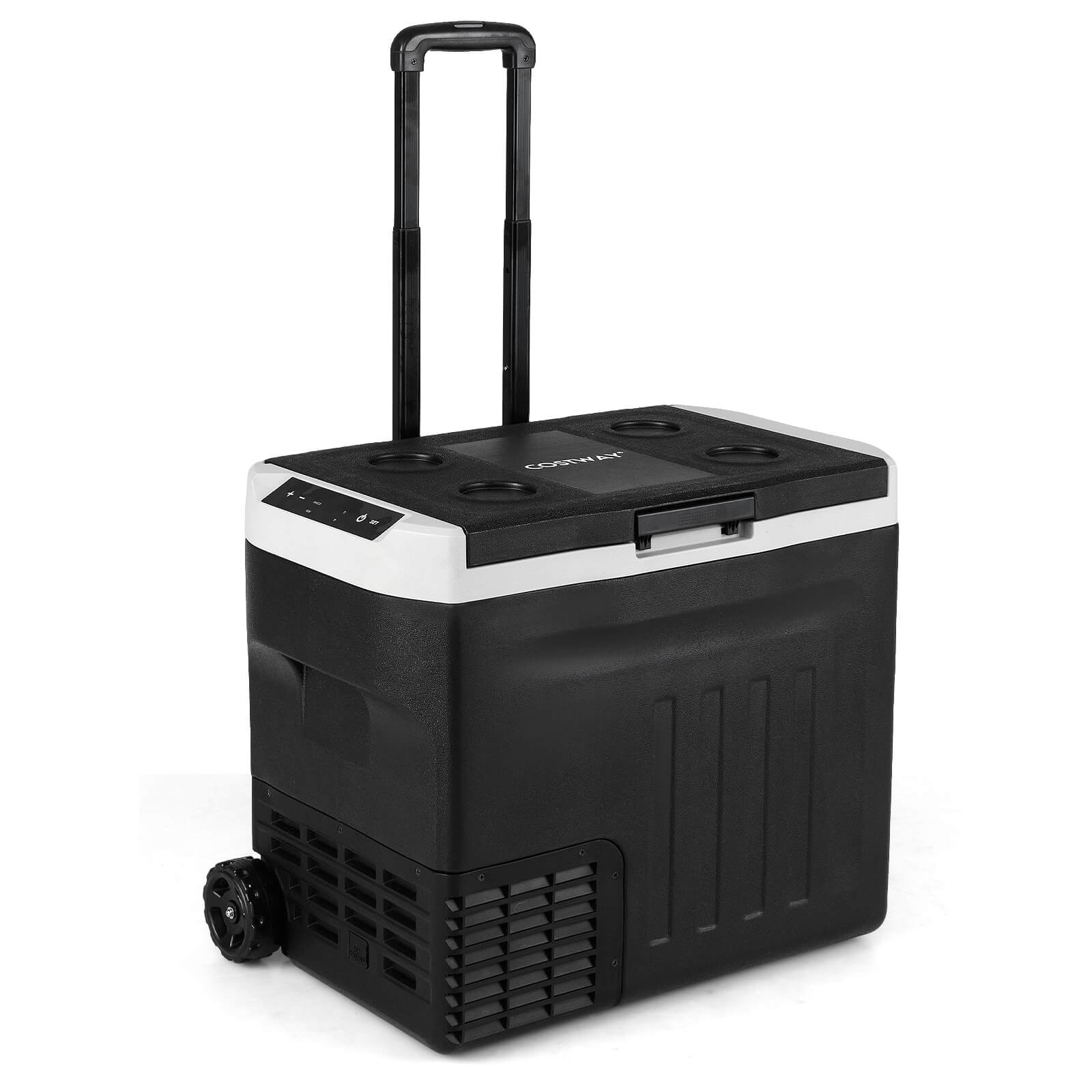 Front. Costway - Costway 12 Volt Car Refrigerator with -4℉~68℉ Adjustable Range Divider for Camping 42 QT - Black.