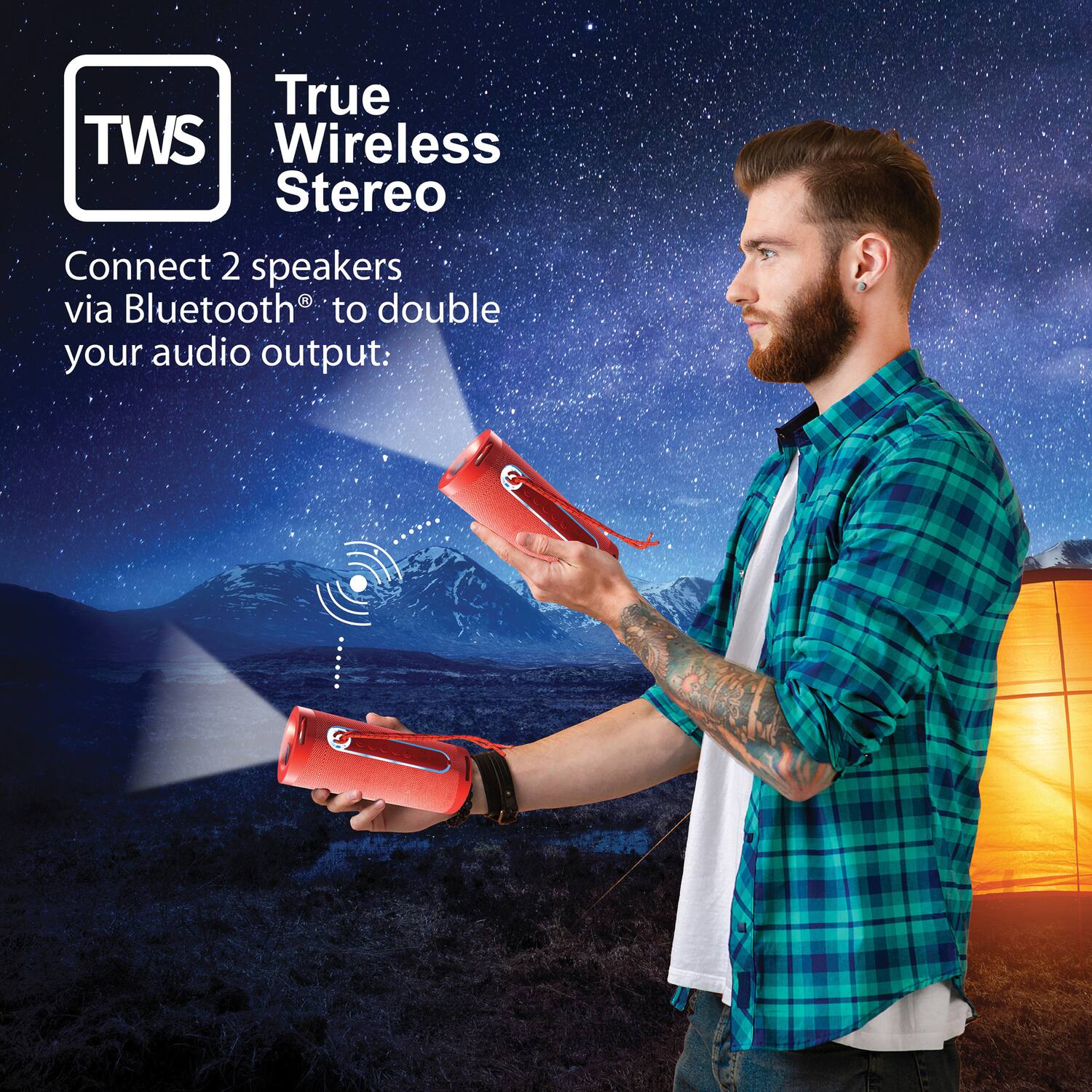 True Wireless Stereo

Connect 2 speakers via Bluetooth® to double your audio output: