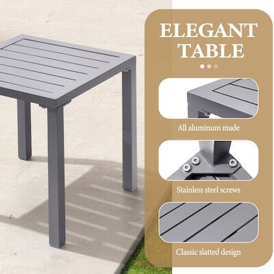 ELEGANT TABLE

All aluminum made

Stainless steel screws

Classic slatted design