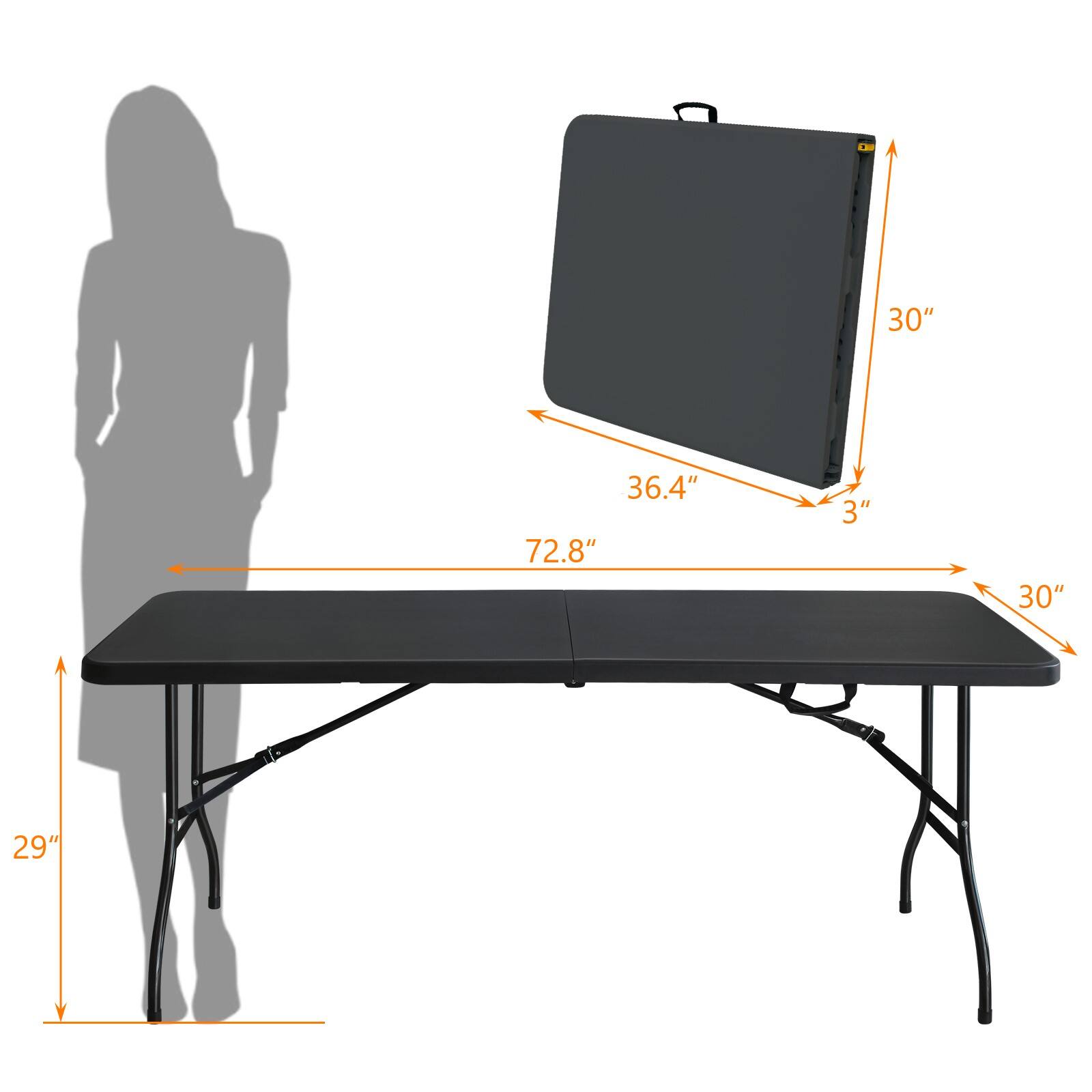 - Length: 72.8"
- Width: 30"
- Height: 30"
- Depth: 36.4"
- Thickness: 3"
- Height from floor: 29"