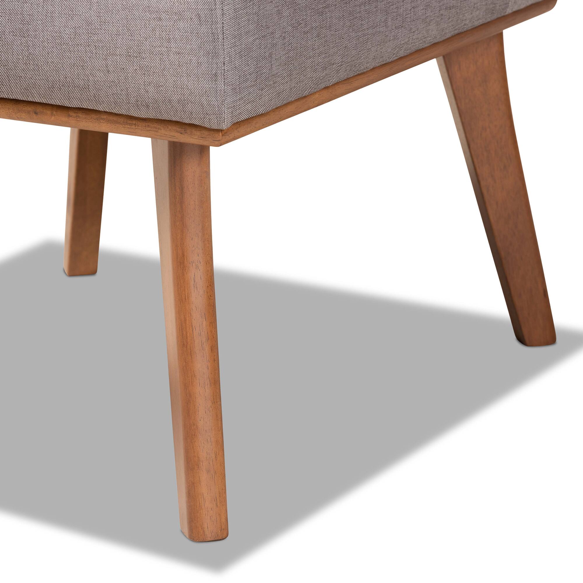 Alt View 2. Baxton Studio - Odessa Mid-Century Modern Fabric Upholstered and Finished Wood Dining Chair - Grey/walnut brown.