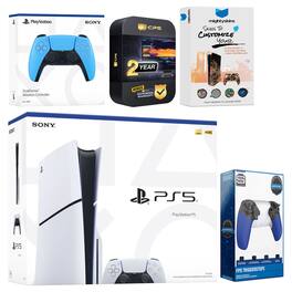 Playstation 5 Slim Disc with Extra Controller, Trigger Stop Kit and MightySkins Decal Voucher + 2 - PlayStation 5