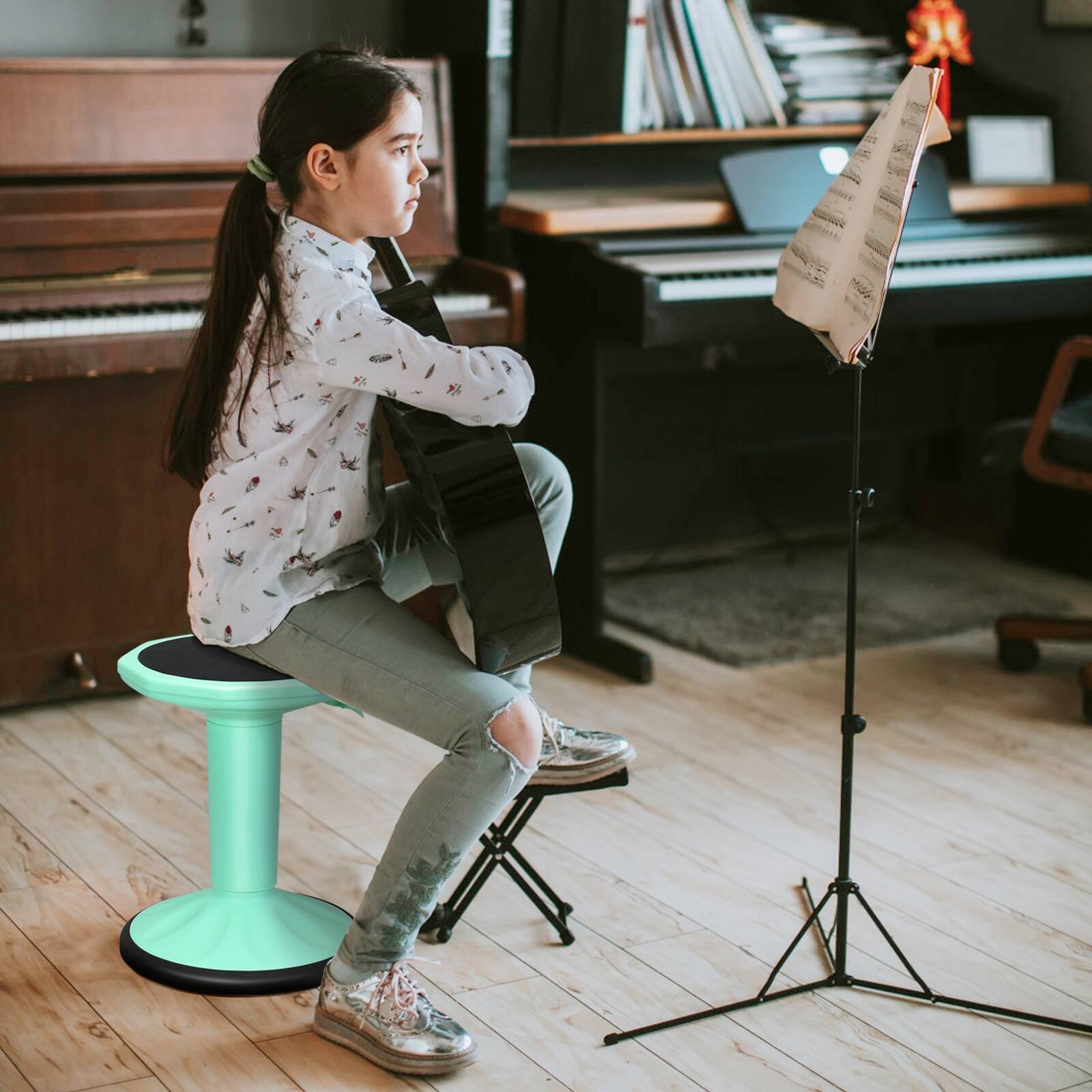 Alt View 1. Ecooso - Adjustable-Height Wobble Stool Chair for Standing Desk, Active Sitting Balance Seat, Office - Green.