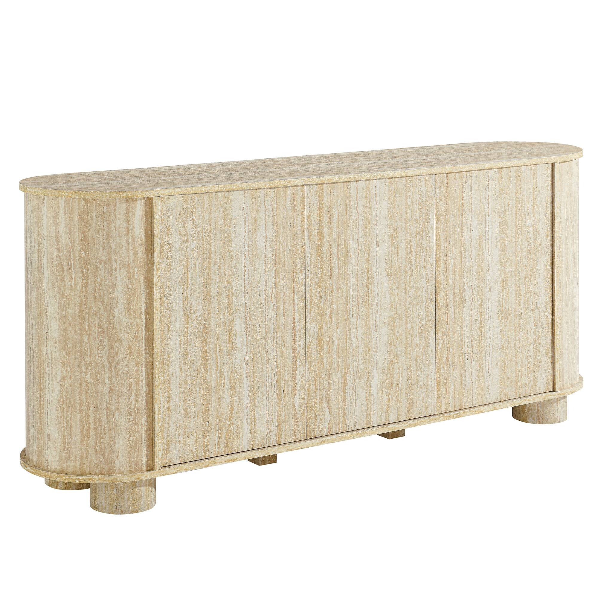 Angle. Modway - Overture 63" Oval Faux Travertine Sideboard by Modway - Travertine.
