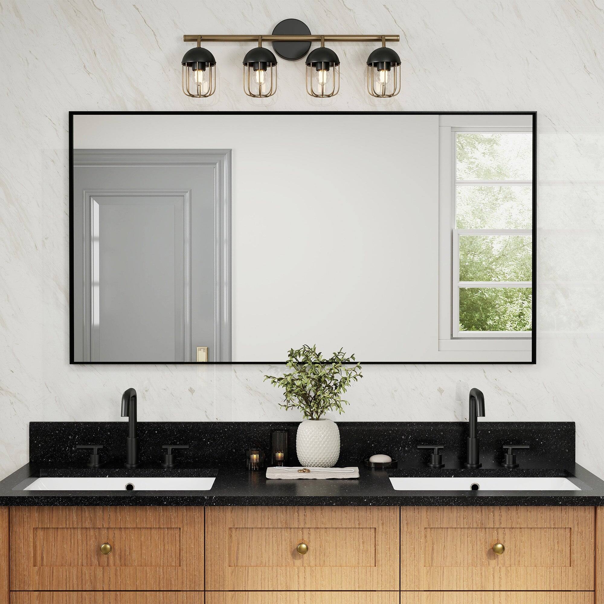 Alt View 1. Boyel Living - 48 x 32 in Rectangle Square Right-Angle Mirror with Matte Black Aluminum Frame.