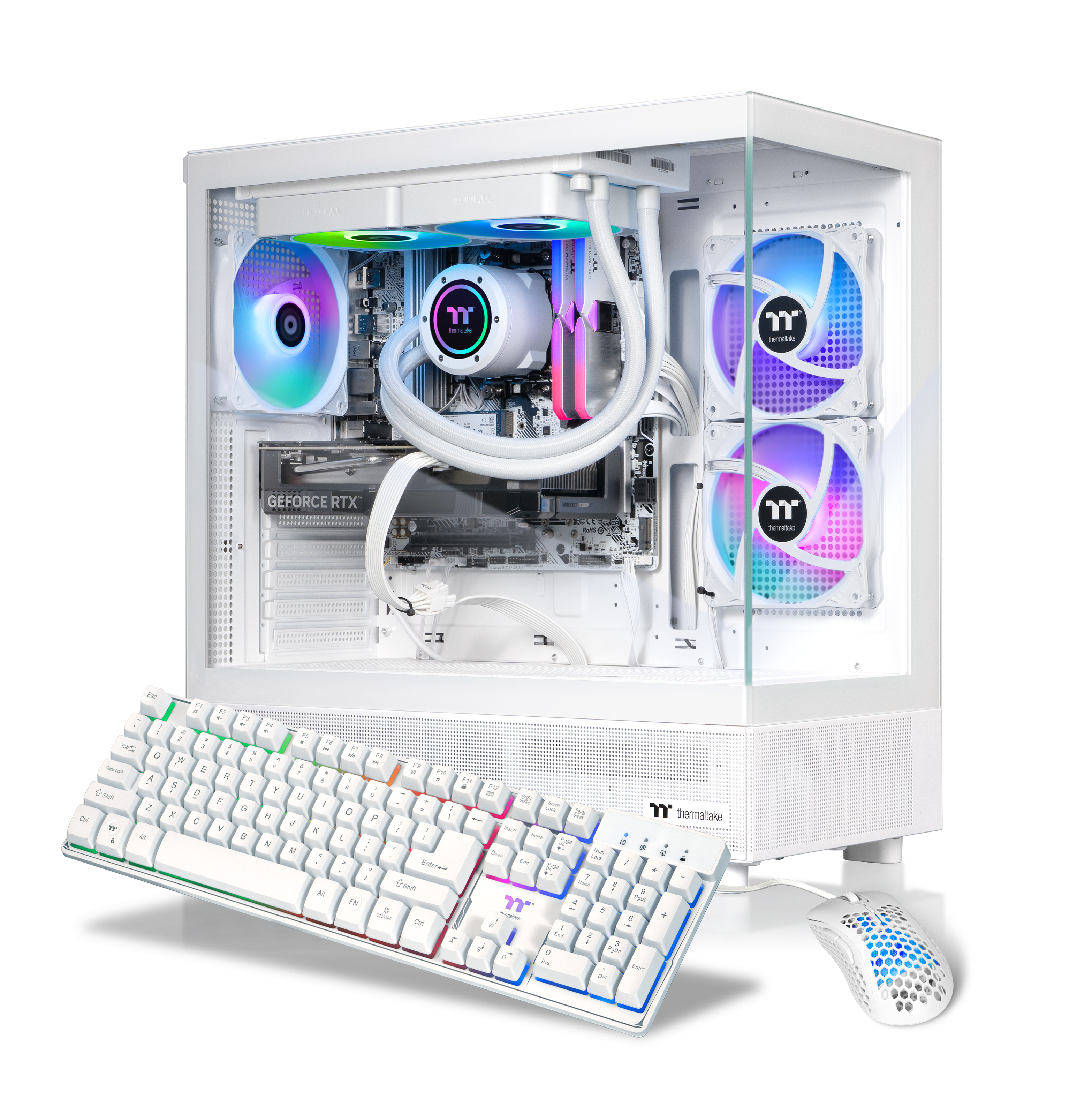 Thermaltake - LCGS View 7860TS-270 Gaming Desktop AMD Ryzen 7 7800X3D, 32GB Memory, NVIDIA GeForce RTX 5060 Ti 8G, 1TB SSD NVMe M.2 - White