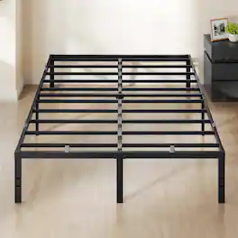 Songmics Home - Queen Metal Bed Frame 16 Inches Tall, 1100 lb Weight Capacity, with Under-Bed Storage, Heavy-Duty Platform Bed - Matte Black
