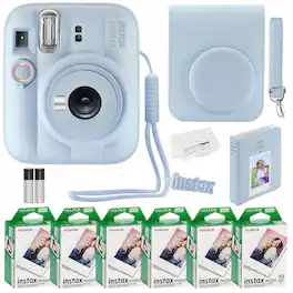 Bundle - Fujifilm - Instax Mini 13 Instant Camera, 60 Photo Prints, Photo Album, Camera Case & Quality Photo Microfiber Cloth - Frost Blue