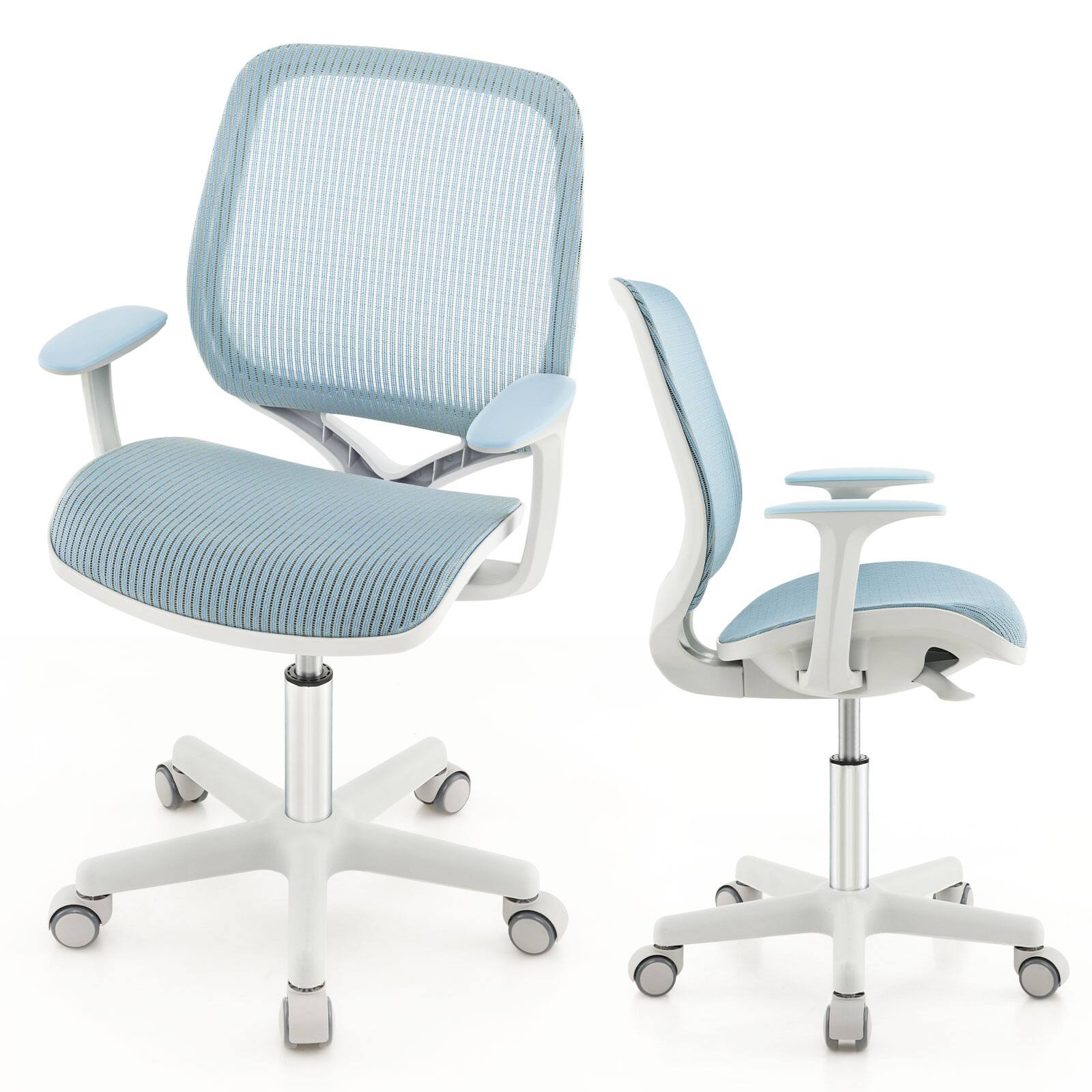 Back. Sugift - Swivel Mesh Children Computer Chair with Adjustable Height - Blue.