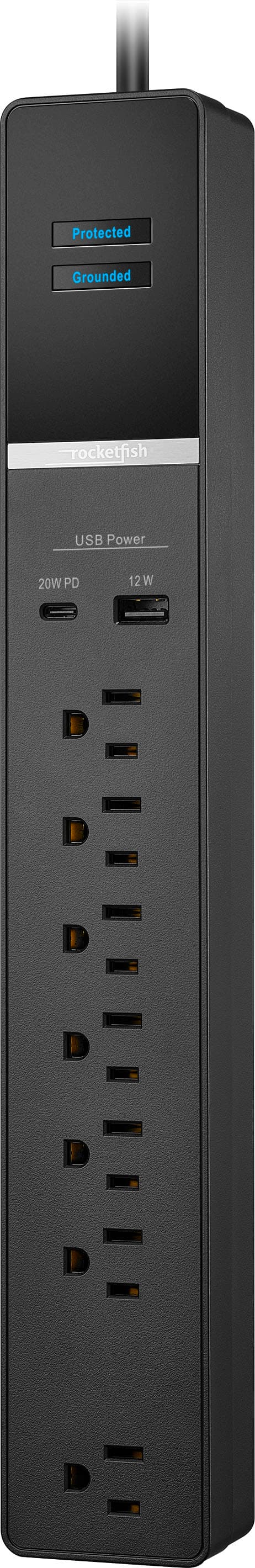 Rocketfish™-12-Outlet/2-USB Component Surge Protector - shops Black