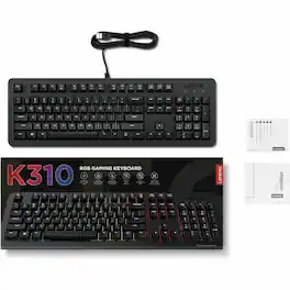 Lenovo - Legion K310 RGB Gaming Keyboard - US English - Cable Connectivity - Full-size - USB 2.0 Interface - RGB LED - 104 - Black