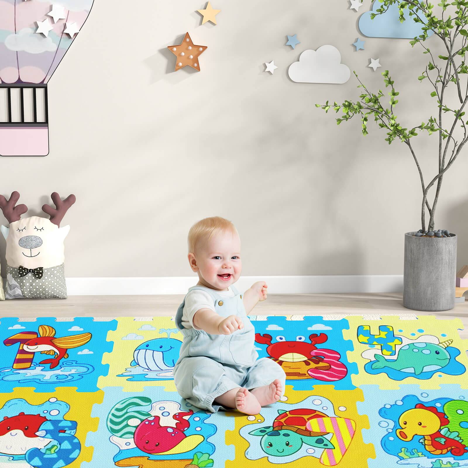 Alt View 1. Costway - Costway 12" x 12" EVA Foam Puzzle Mat, 8-Piece Kids Play Mat with Animal Patterns & Numbers - Multicolor.