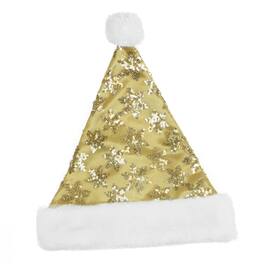 Northlight - 21" and White Sequin Snowflake Christmas Santa Hat Costume Accessory - Medium - Gold